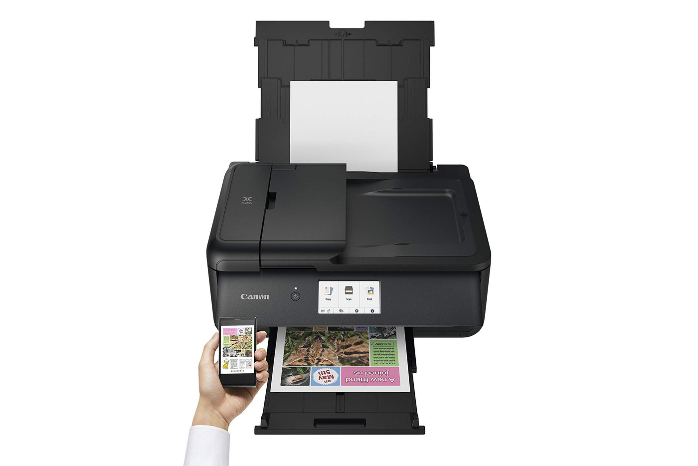 Canon PIXMA TS9550a Drucker Farbtintenstrahl Multifunktionsgerät DIN A4 A3 (Drucker A3, Scanner, Kopierer, 5 Separate Tinten, WLAN, LAN, Print App, 2 Papierzuführungen, Duplexdruck) schwarz