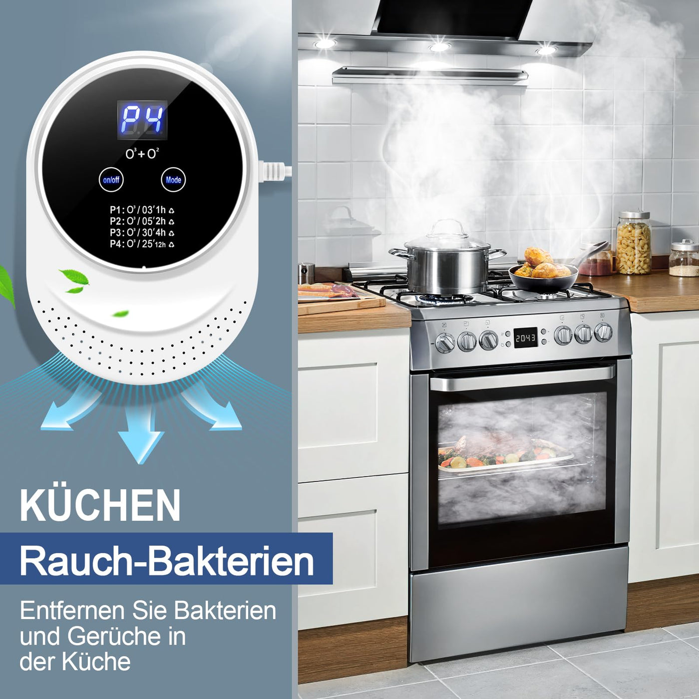 ICARE Luftreiniger Ozongenerator Geruchskiller, Air Purifier, Ionizer Generator, Luftreiniger Allergiker, Ozongerät Ozonisator für Badezimmer, Küche, Rauch, Autos, Haustiere, Formaldehyd und Geruch