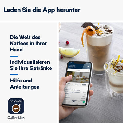 De'Longhi Eletta Explore ECAM452.57.G Kaffeevollautomat mit LatteCrema Milchsystem, heiße und kalte Getränke auf Knopfdruck, 3,5 Zoll TFT Touchscreen Farbdisplay, Kaffeekannen inklusive, schwarz