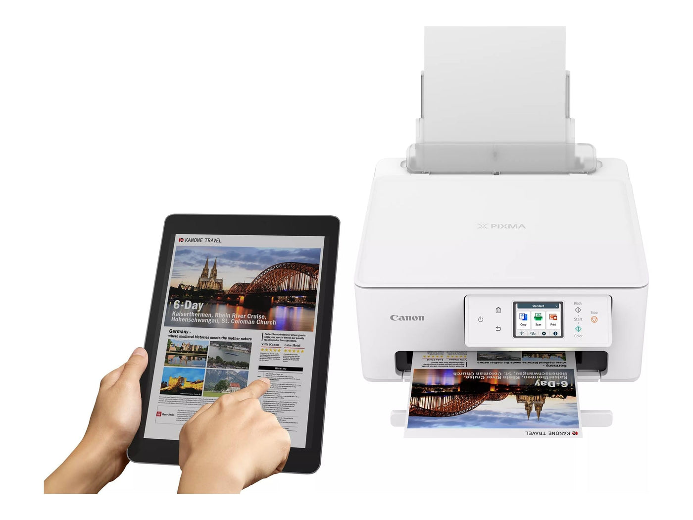 Canon PIXMA TS7650i Multifunktionsdrucker 3in1 (Tintenstrahl,Drucken, Kopieren, Scannen, A4, 6,7 cm Touch LCD, WLAN, Duplexdruck, 2 Papierzuführungen, kompatibel mit Pixma Print Plan ABO) Weiß