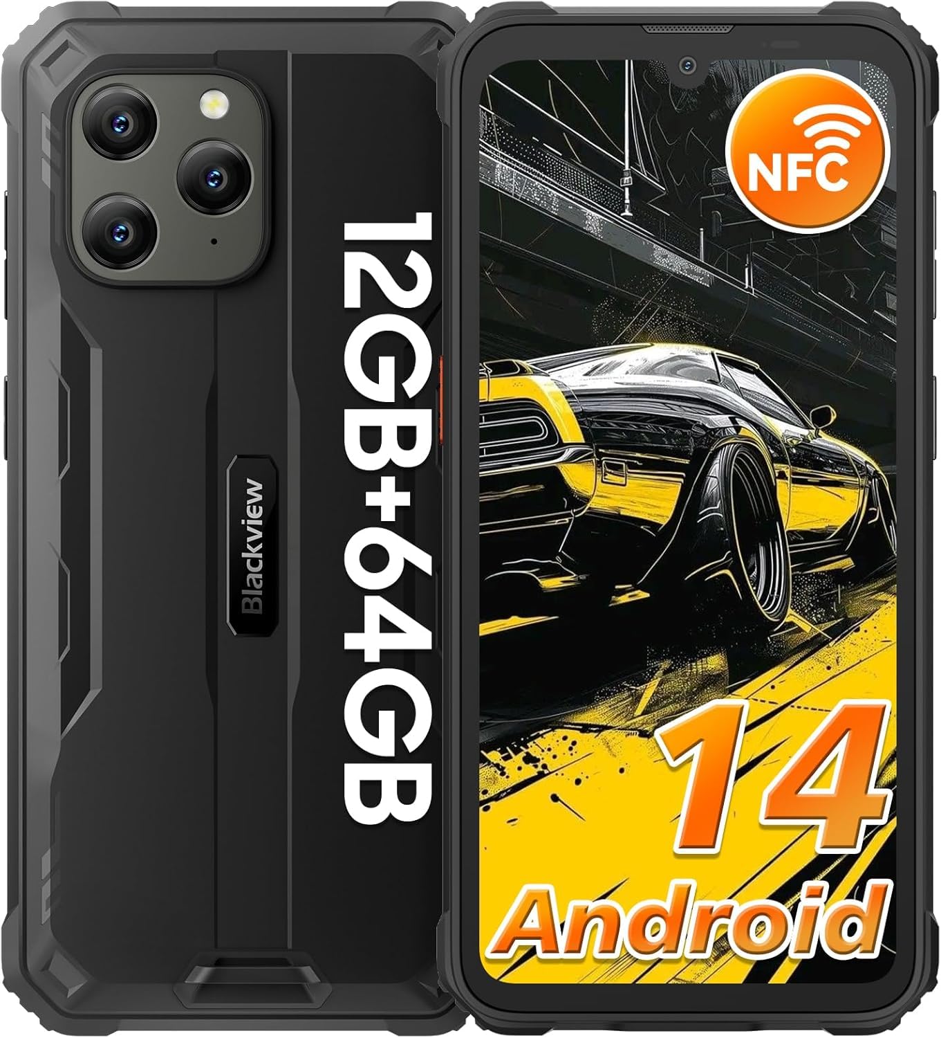 Blackview BV5300Pro Outdoor Handy Android 14, 12GB+64GB/1TB Outdoor Smartphone Ohne Vertrag 6580mAh, 6.1" Display, 13MP+8MP, Baustellenhandy Wasserdicht 4G Dual SIM, NFC/GPS/IP69K/2 Jahre Garantie