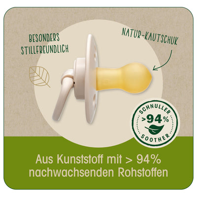 nip Cherry Schnuller, flacher Sauger in Kirschform aus Naturkautschuk, stillfreundlich, BPA-frei, nachhaltig, 0-6 Monate, 4 St., hellgrün/grün/beige