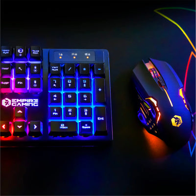 EMPIRE GAMING - RF903 Gaming-Maus, Kabellos 2,4GHz Wireless Wiederaufladbar – LED-Hintergrundbeleuchtung RGB – Ergonomisch – 4800 DPI 500 Hz – PS4,PS5,XboxOne/Series,PC und Mac – Schwarz