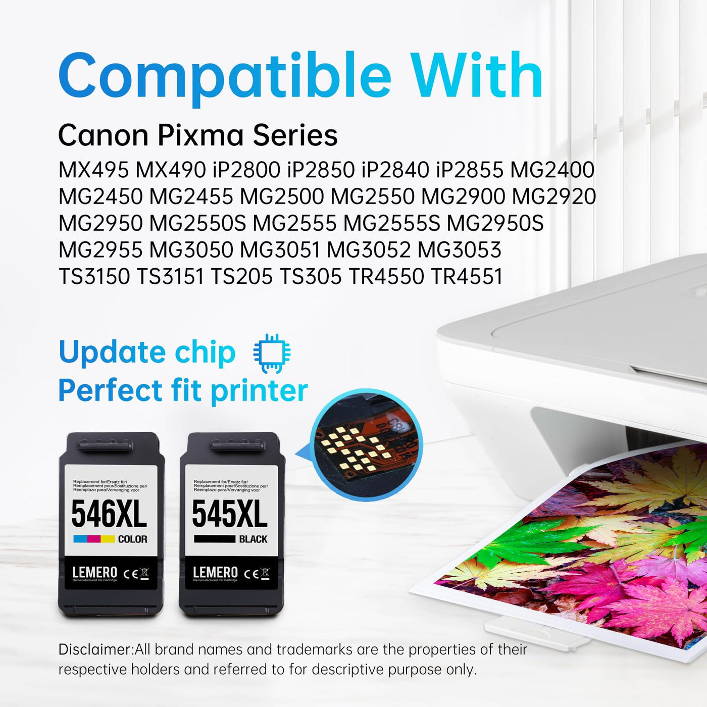 Lemero 545XL 546XL Patronen Kompatibel für Canon Druckerpatronen 545 546 XL Multipack PG-545 CL-546 für Canon Pixma MX495 TS3350 TS3150 TS3151 MG2555s MG2550s MG3050 MG3051 MG2950 TR4551