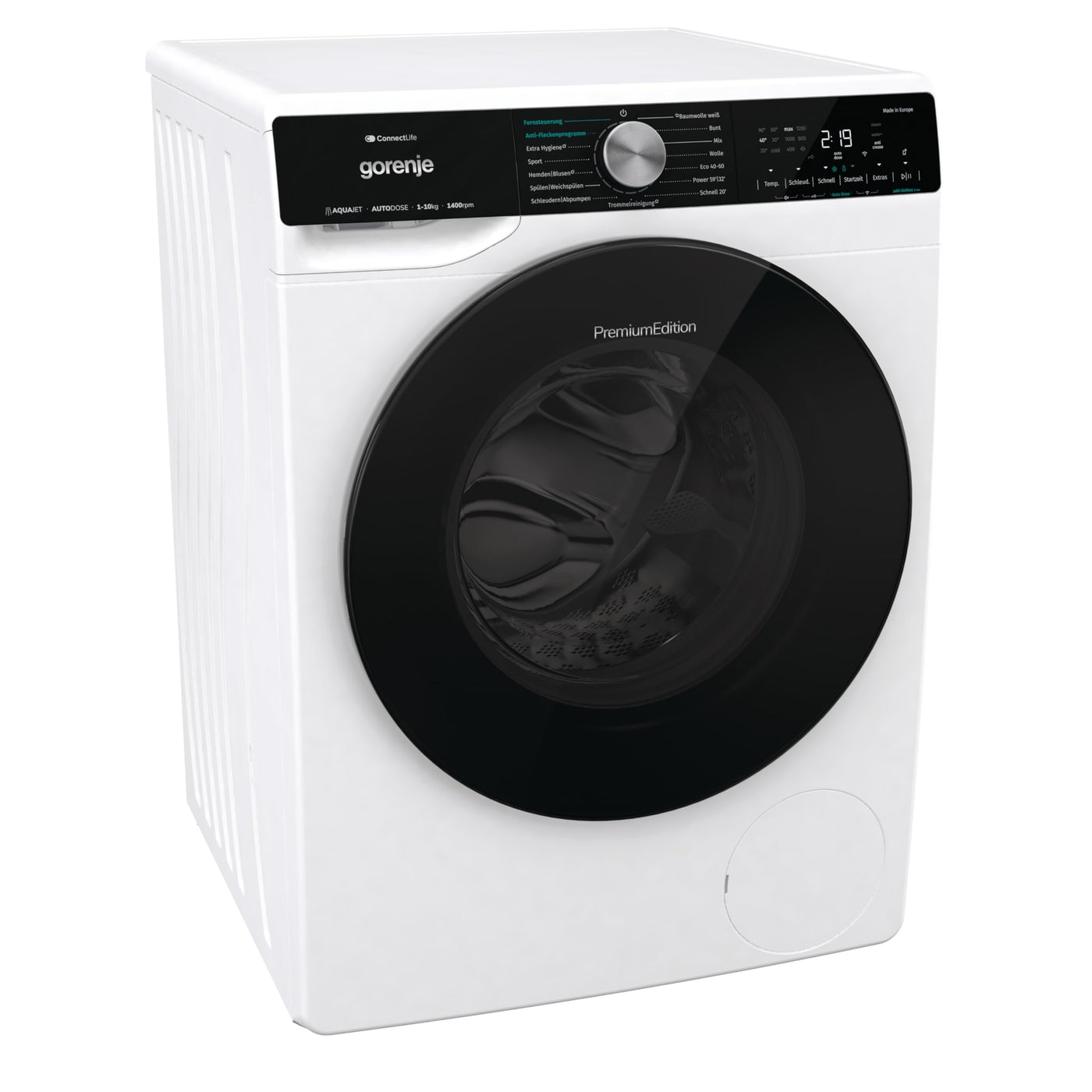 Gorenje WNS14A4ATS Waschmaschine mit Dampffunktion/ConnectLife /10Kg /1400 U/min /15 Programme/Totaler AquaStop/Wave Active Trommel/Sport/ExtraHygiene/PowerWash/Schnell Waschgang/EEK: A-40%