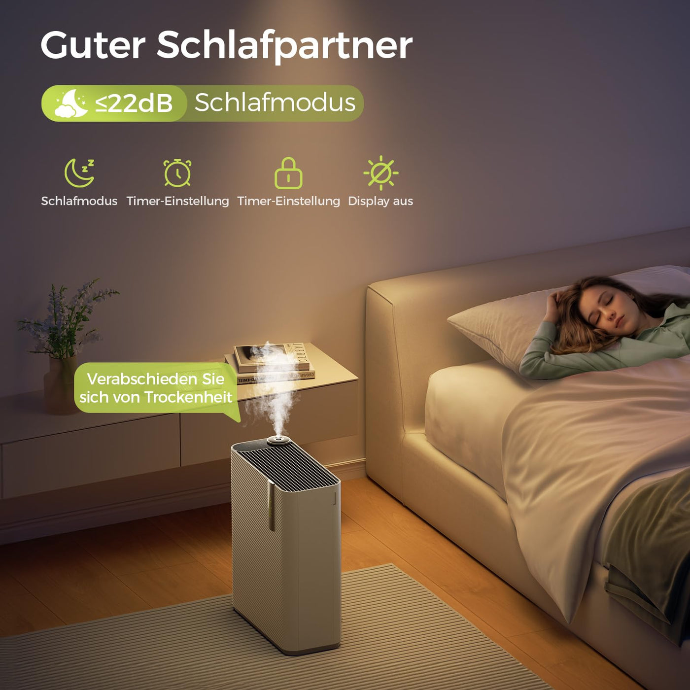 Dhyala Luftreiniger Allergiker für Wohnung Raucherzimmer, HEPA Luftfilter gegen Schimmel Staub Pollen Tierhaare, CADR 450m³/h für 161㎡, App-gesteuert Air Purifier 22dB Schlafmodus & Automodus