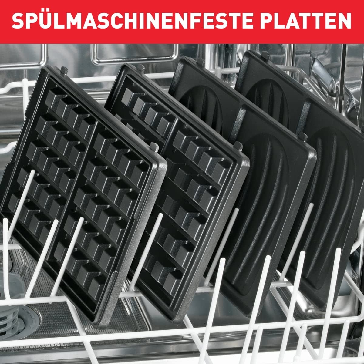 Tefal SW853D Snack Collection | Waffeleisen und Sandwiches | Erweiterbar | Platten Antihaftbeschichtet | Spülmaschinengeeignet | Praktische Aufbewahrungsboxen | schwarz/Edelstahl