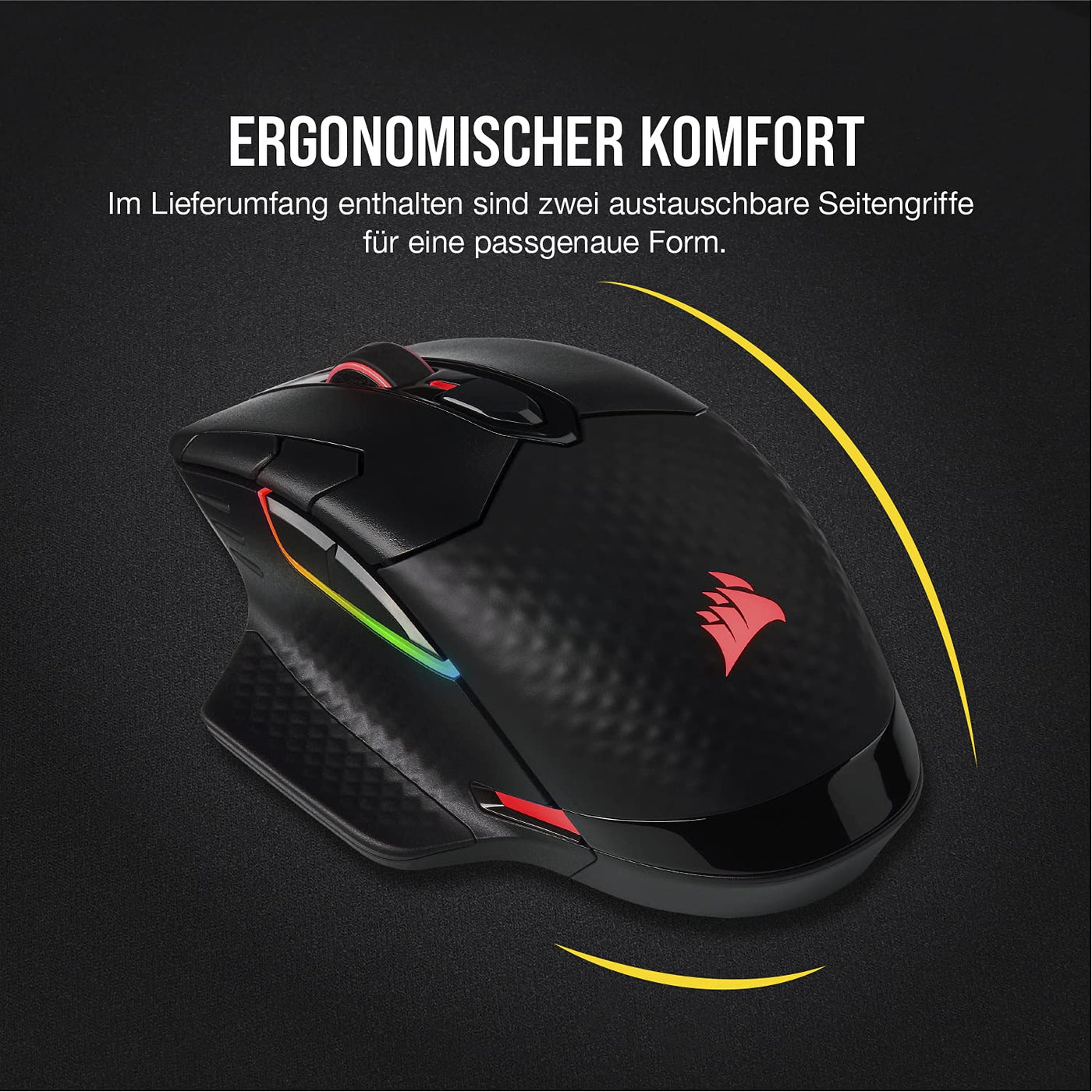 CORSAIR DARK CORE RGB PRO SE Wireless FPS/MOBA Gaming Maus Mit Qi Wireless Charging - 18.000 DPI - 8 Programmierbare Tasten - Sub-1ms - iCUE Kompatibel - PC, Mac, PS5, PS4, Xbox - Schwarz