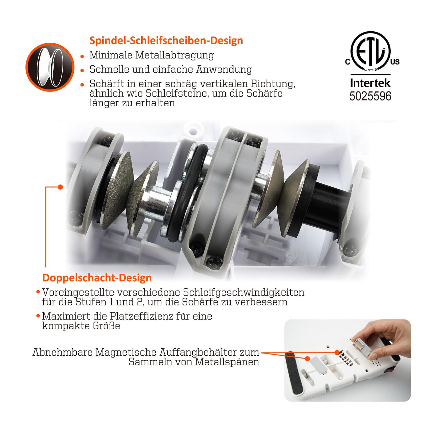 SHARPAL 198H Elektrischer Messerschärfer, 2-Stufen Diamant schärfsystem (325/1000 Körnung) & Keramik Schlitz für Doppelter Klinge Messer & Wellenschliff, Schnelle Rasiermesser-scharfe Ergebnisse