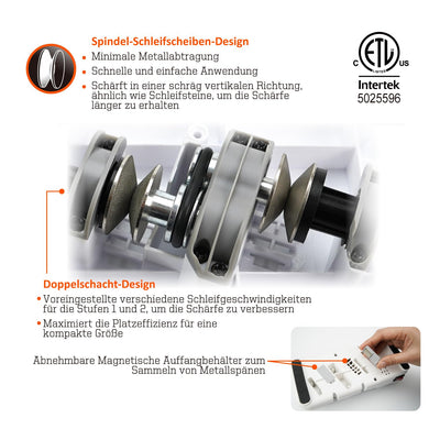 SHARPAL 198H Elektrischer Messerschärfer, 2-Stufen Diamant schärfsystem (325/1000 Körnung) & Keramik Schlitz für Doppelter Klinge Messer & Wellenschliff, Schnelle Rasiermesser-scharfe Ergebnisse