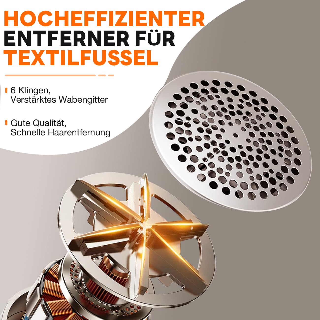 Ziitty Fusselrasierer Elektrisch, Fusselentferner für 3 Einstellbaren Leistungsstufen, 6-Klingen-Kopf Fusselfräse für Verschiedene Stoffe Komplettset mit Type-C-Ladekabel und Reinigungsbürste(Schwarz)