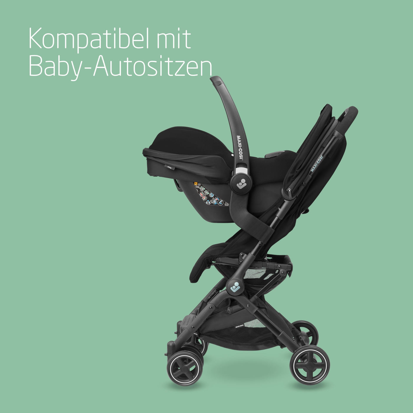 Maxi-Cosi Lara2 Baby Kinderwagen, 0–4 Jahre, 0–22 kg, federleichter, kompakter Buggy, 3 Liegepositionen, flache Liegeposition, klein zusammenklappbar, Schultergurt, Essential Black