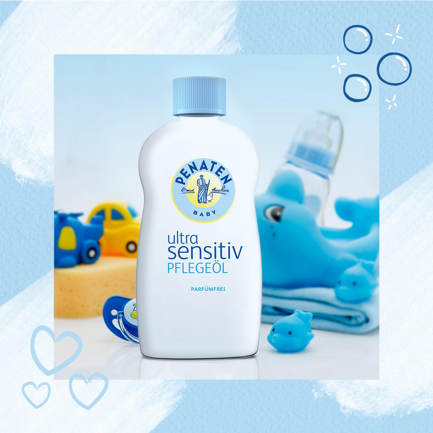 Penaten Baby Ultra Sensitiv Pflegeöl parfümfrei, pflegendes Babyöl & Babypflege Massageöl zur sanften Reinigung und Pflege empfindlicher Babyhaut (1 x 200ml)