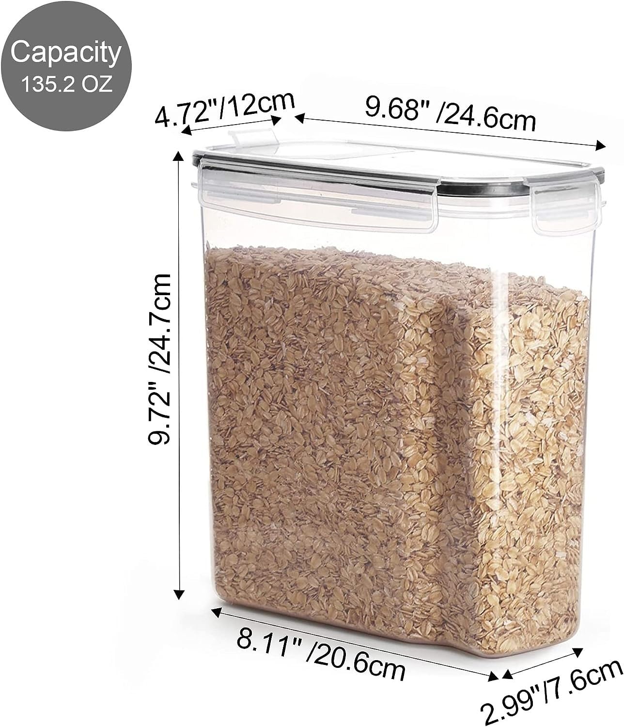 Vtopmart 4L Vorratsdosen Set,Müsli Schüttdose & Frischhaltedosen, BPA frei Kunststoff Vorratsdosen luftdicht, Satz mit 4 + 24 Etiketten für Getreide, Mehl, Zucker(Schwarz)