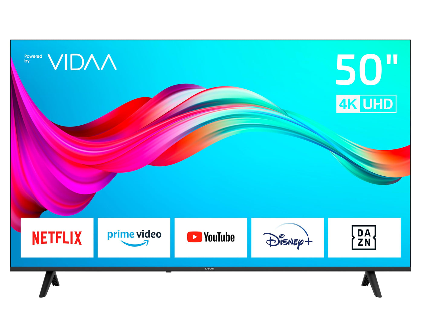 DYON Smart 50 VX - 50 Zoll (126 cm) Fernseher (4K Ultra-HD Smart TV, Triple Tuner (DVB-C/-S2/-T2), App Store, Prime Video, Netflix, YouTube, DAZN, Disney+) [Mod. 2024]