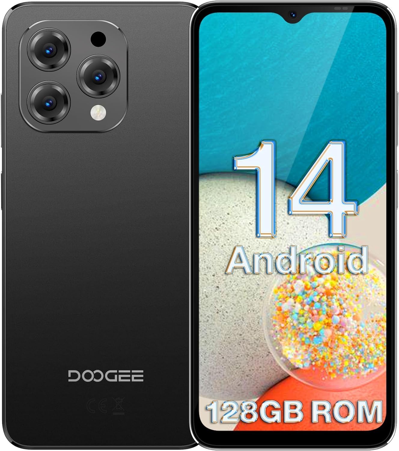 DOOGEE N55 Android 14 Smartphone Ohne Vertrag (9GB+128GB) 6.56" HD+ IPS Display Octa Core Handy Ohne Vertrag, 5150mAh, 13MP+8MP, Dual SIM 4G Handy Günstig, 5G Wi-Fi Simlockfreie Handys, OTG, Face ID