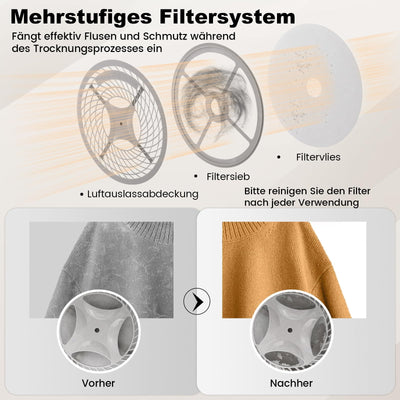 GOPLUS Wäschetrockner, Mini Wäschetrockner 800W, 5 KG, mit LED-Touchscreen | Timer | Überhitzungsschutz und Mehrfachfiltration | bis 65℃, Freistehend oder Wandmontage, Ablufttrockner für Kleidung