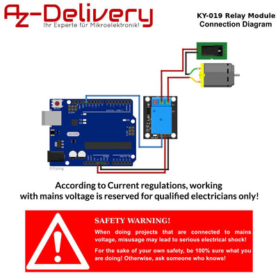 AZDelivery 3 x 1-Relais 5V KY-019 Modul High-Level-Trigger kompatibel mit Arduino und Raspberry Pi inklusive E-Book!