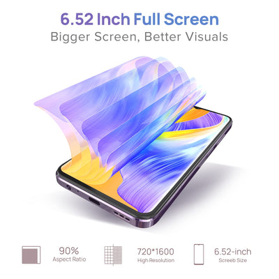 Ulefone Note 16 Pro,16GB+128GB Smartphone Ohne Vertrag,Octa Core 6.52" HD+ Display Android 13 Handy,4400mAh 50MP+8MP Kamera,Fingerabdruck,GPS,OTG Dual SIM, 5G WiFi Volte,Simlockfreie Handys(Blau)