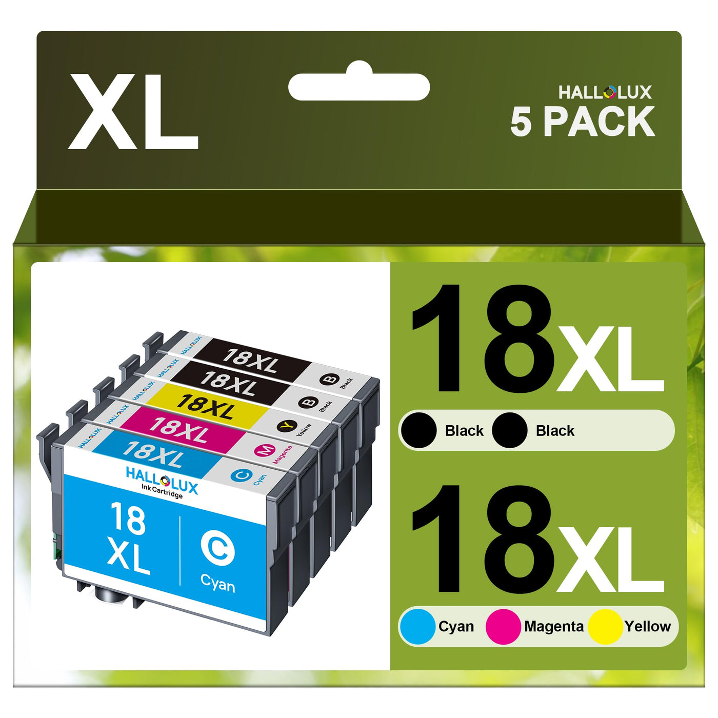 HALLOLUX 18XL Multipack Druckerpatronen Kompatibel für Epson 18XL 18 für Epson XP 322 Druckerpatronen für Epson XP-305 XP-215 XP-225 XP-412 XP-422 XP-325 XP-312 XP-315 XP-205 XP-415 XP-425(5er-Pack)