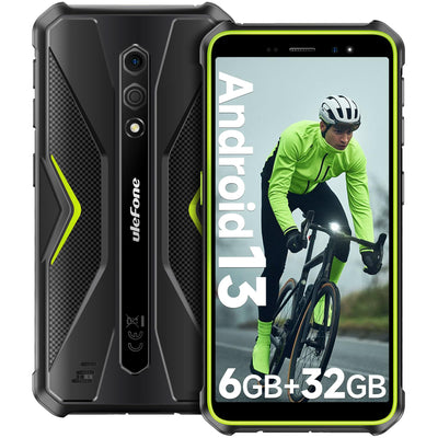 Ulefone Armor X12 Outdoor Handy 6GB + 32GB/256GB SD Android 13 Go, 4860mAh 13MP+8MP 5,45'' HD+ IP69K baustellenhandy Smartphone ohne vertrag Günstig 4G Dual SIM Face ID NFC GPS - Grün 2 Jahre Garantie