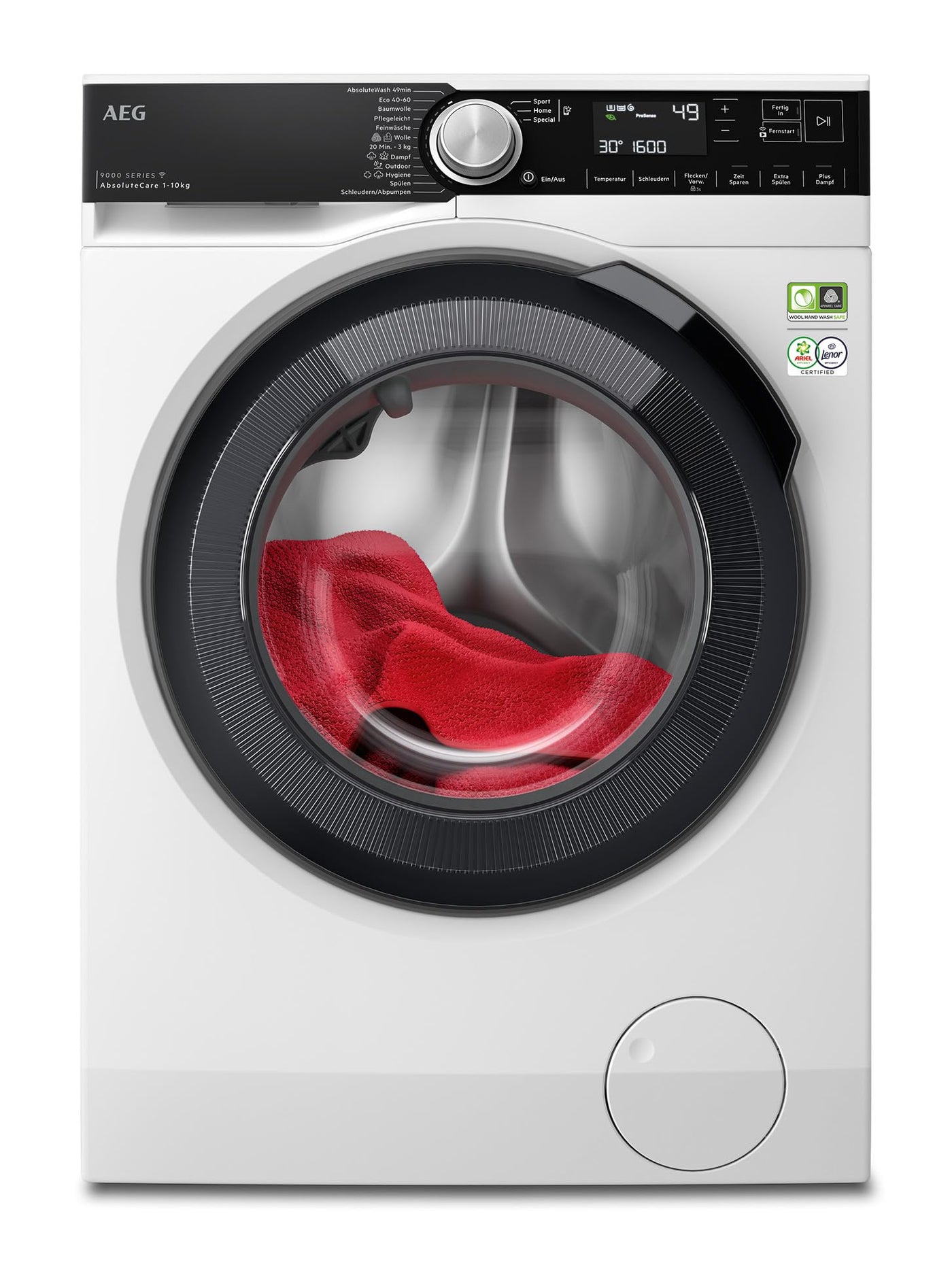 AEG LR9W80600 WiFi Waschmaschine / Serie 9000 mit AbsoluteCare / Wasservorenthärtung / Auffrischfunktion / 10 kg / Mengenautomatik / Nachlegefunktion / Kindersicherung / Wasserstopp / 1600 U/min