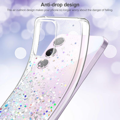 ivencase Glitzer Handyhülle Kompatibel mit Samsung Galaxy A55 5G Hülle, Klar Silikon Case+2 Stück Schutzfolie, Transparent Pailletten Kratzfest Hülle Weich TPU Stoßfeste Schutzhülle Samsung A55