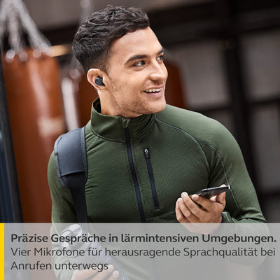 Jabra Elite 4 Active In Ear Bluetooth Earbuds - True Wireless Kopfhörer mit sicherem Sitz, 4 eingebauten Mikrofonen, aktiver Geräuschunterdrückung und anpassbarer HearThrough Funktion - Schwarz