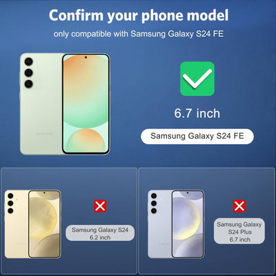 OMOTON 3 Stück Schutzfolie für Samsung Galaxy S24 FE Panzer Schutz Glas und 2 Stück Samsung S24 FE Kameraschutz, mit Positionierhilfe, Fingerabdruck-ID Unterstützen, 9H Härte Displayschutz