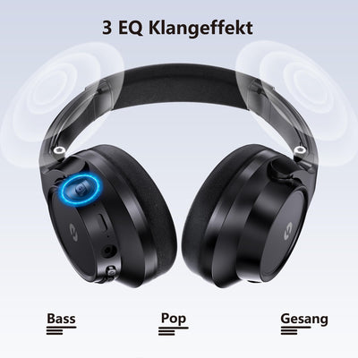 Lankey Sound Bluetooth Kopfhörer Over-Ear,70 Std Kopfhörer Kabellos Bluetooth,Kabellose Kopfhörer mit 3 Eq-Modi,HiFi-Stereo,Eingebautem Hd-Mikrofon,Kopfhörer Bluetooth für Handys/Ipad/Laptops/Pc