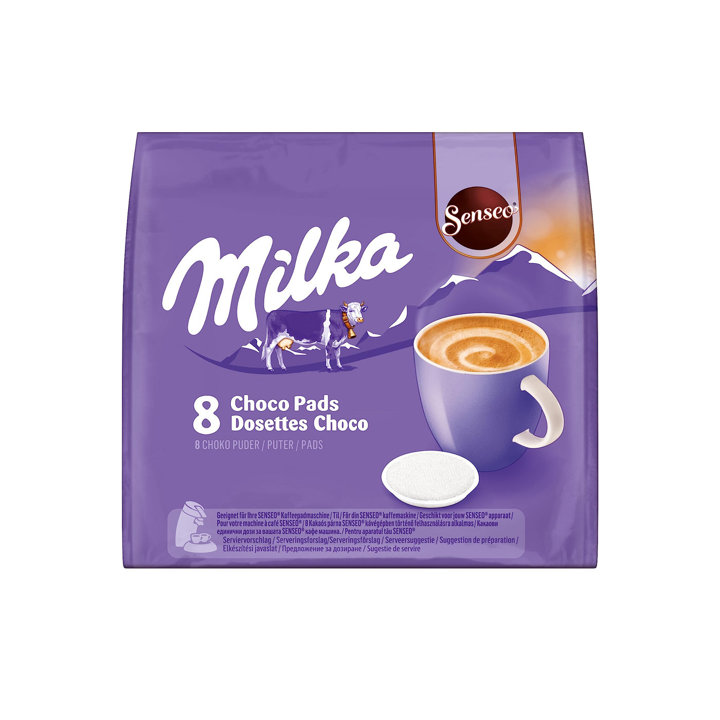 Senseo Milka Kakao Pads, 80 Senseo kompatible Pads, 10er Pack, 10 x 8 Getränke