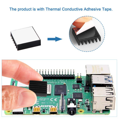 VooGenzek 20 Stücke Kühlrippen Aluminium Set Raspberry Pi 4, Raspberry Pi Aluminium Kühlkörper with Heat Conducting Tape, zum Kühlen von Raspberry Pi, Schwarz