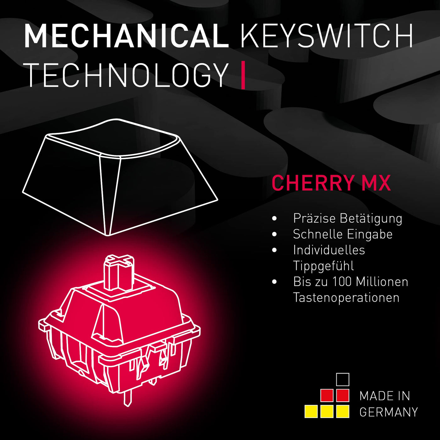 CHERRY MX BOARD 3.0 S, kabelgebundene Gaming-Tastatur mit RGB-Beleuchtung, Deutsches Layout (QWERTZ), MX SILENT RED Switches, Schwarz