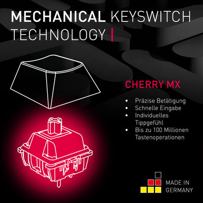 CHERRY MX BOARD 3.0 S, kabelgebundene Gaming-Tastatur mit RGB-Beleuchtung, Deutsches Layout (QWERTZ), MX SILENT RED Switches, Schwarz