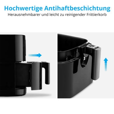 MEDION E40 XL Heißluftfritteuse (5,2 Liter Frittierkorb, 2.150 Watt, 9 Automatikprogramme, Backfunktion, ölfreies Frittieren, Touch Bedienfeld, LED Anzeige) schwarz