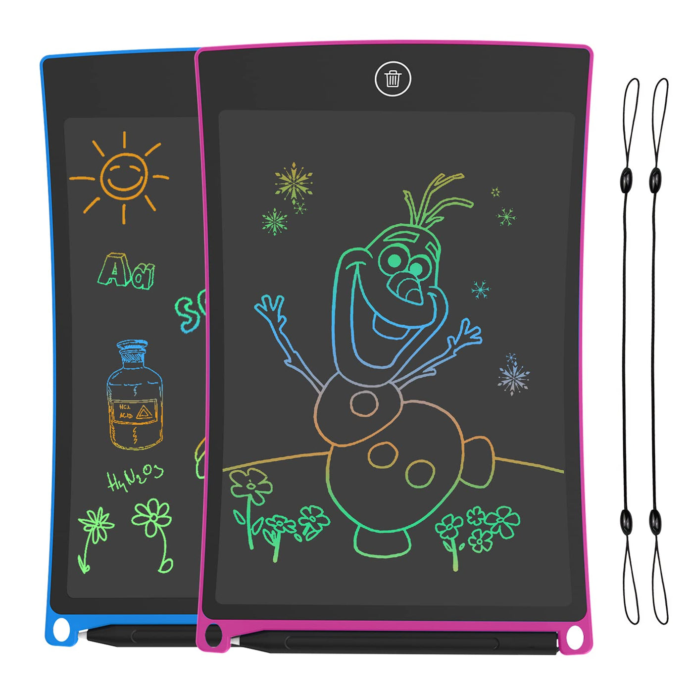 2 Pack Zaubertafel 8,5 Zoll, LCD Schreibtafel Spielzeug ab 3 4 5 6 + Jahre, Bunter Bildschirm Lernspielzeug für Kinder Weihnachten Geburtstag Geschenke (Blau+Rosa)