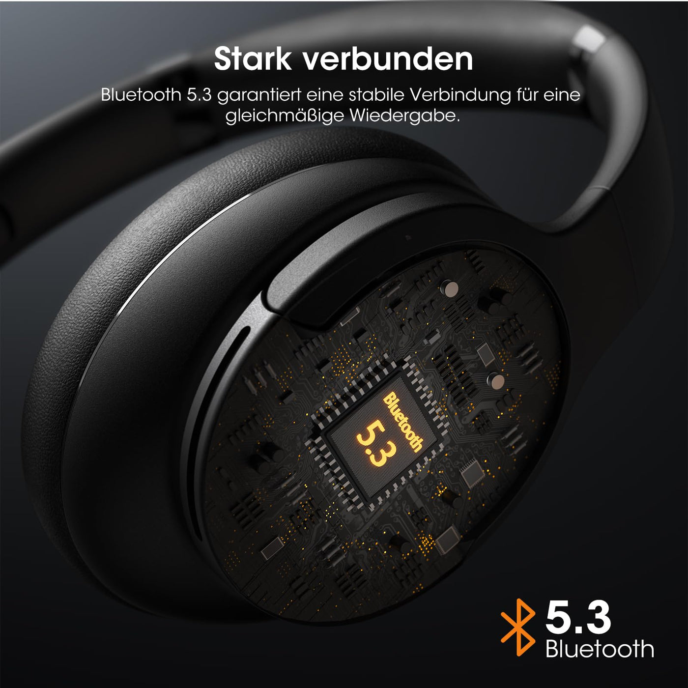 DOQAUS Bluetooth Kopfhörer Over-Ear [Bis zu 90 Std] Kopfhörer Kabellos Bluetooth mit 3 EQ-Modi, HiFi-Stereo Faltbares Bluetooth 5.3 Wireless Headphones für Reisen/Büro/Handy/PC-Schwarz