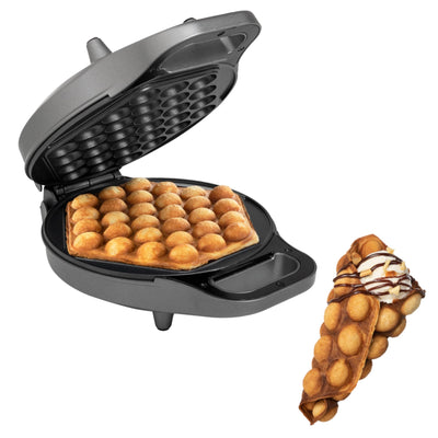 Princess 132465 Bubble-Waffeleisen, 180° aufklappbar, 700 Watt, 0,7 m Kabellänge, antihaftbeschichtet, Schwarz