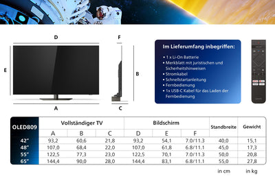 Philips Ambilight 55OLED809 4K OLED Smart TV - 55-Zoll Display mit P5 AI Perfect Picture, Ultra HD Google TV, Dolby Vision und Dolby Atmos Sound - Funktioniert mit Alexa und Google Sprachassistent