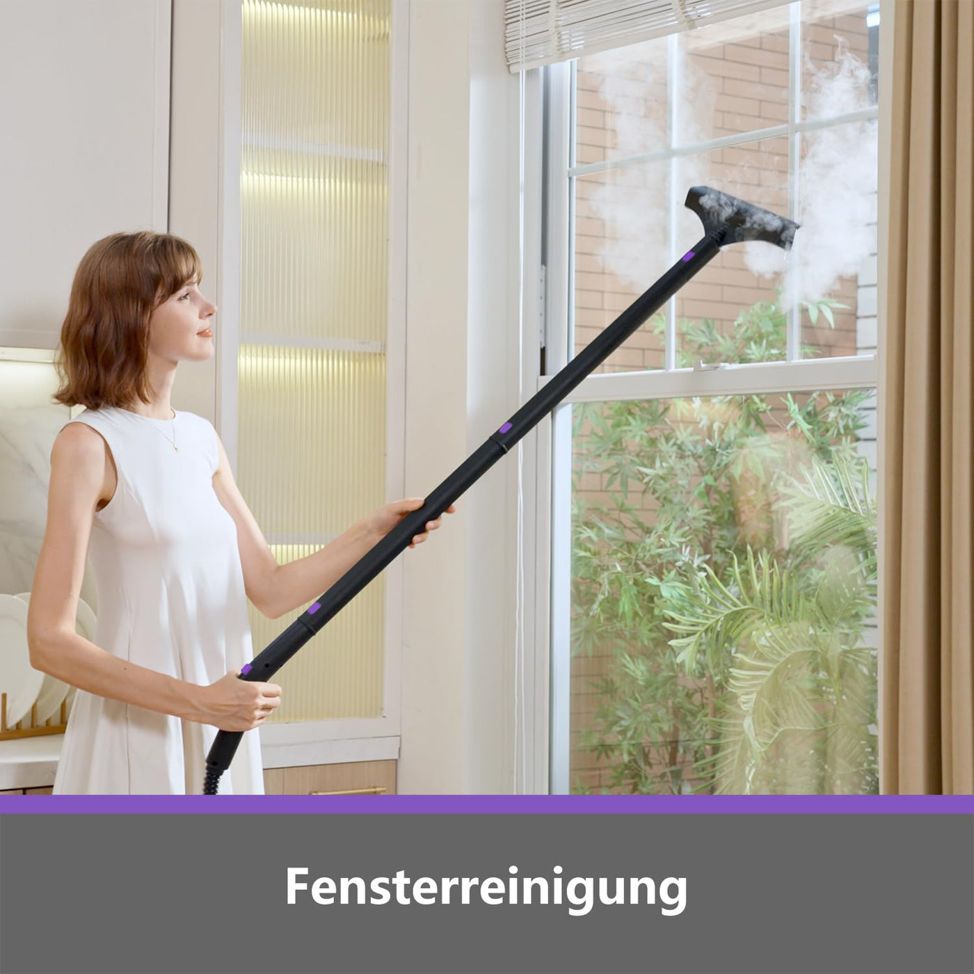 GROBELL Steam Cleaner Dampfreiniger: Schnellaufheizend in 50 Sek., jederzeit nachfüllbar, tragbarer Handdampfreiniger & Steamer Mop für Zuhause, Auto, Bett, Bad, Fliesenfugen, Bodenreinigung, Grey