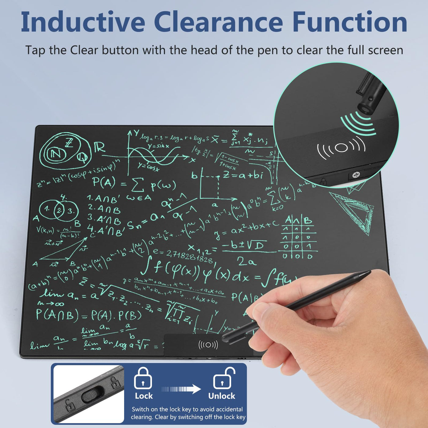 Czemo LCD-schreibtafel 14.3 Zoll, Wiederverwendbar LCD-Schreibtafeln Erwachsene, Digitales Schreibtablett Zaubertafel für Büro, Klassenzimmer, Memo, Notizen, Agenda, Skizzen, Einfarbig