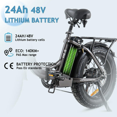 HANEVEAR Elektrofahrräder 20 Zoll E Bike Klapprad Pedelec 24Ah/48V Lithium-Akku | bis zu 140km, 250W Heckmotor, Hydraulische Bremse, Elektrofahrrad Trekking/City Pedelec für Damen und Herren