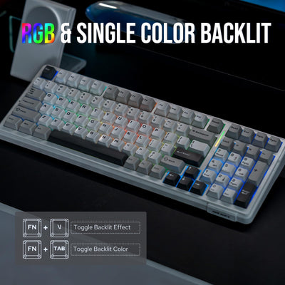 EPOMAKER x Aula F99 Kabellose mechanische Tastatur, Tastatur Gasket mit Hot-Swap, Polsterung, Bluetooth, 8000 mAh, NKRO, RGB, für Gaming/Win/Mac(F99 Grey, Nimbus Switch)