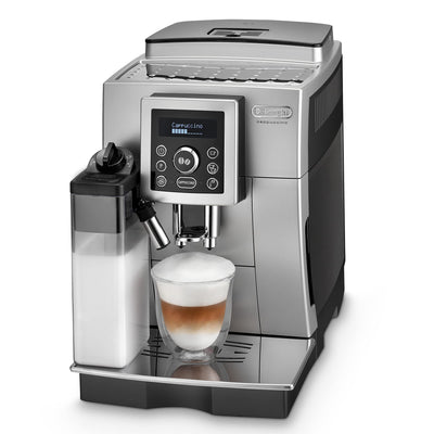 De'Longhi ECAM 23.460.SB Kaffeevollautomat (15 bar Druck, Automatik-Cappuccino-System, abnehmbarer Wassertank 1,8 l, LCD-Panel, automatische Reinigung) silber/schwarz