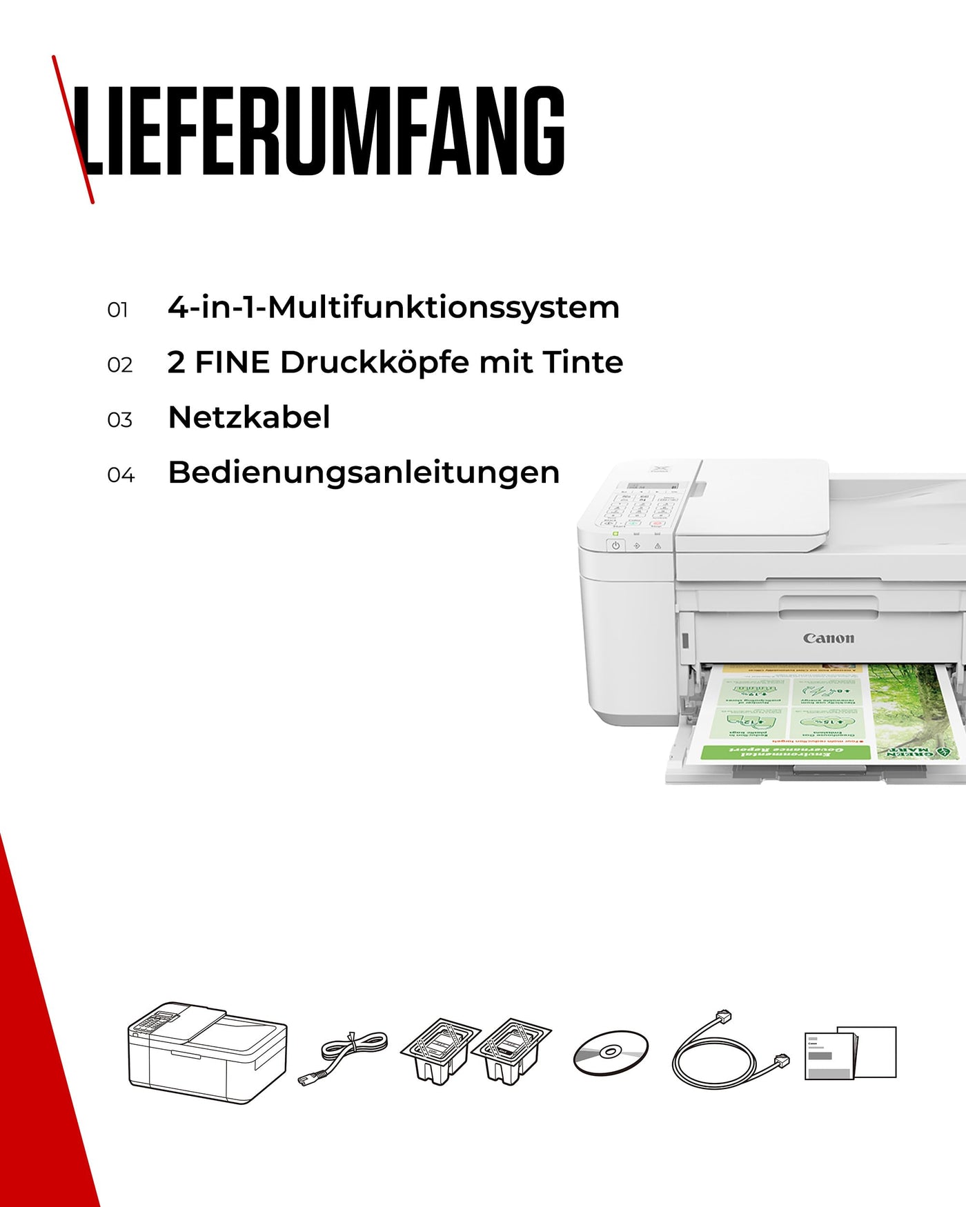 Canon PIXMA TR4751i 4-in-1 WLAN-Drucker fürs Homeoffice, Kopierer, Fax – Auto-Duplex, 20-Blatt-ADF, Fotodruck – Print Plan kompatibel – kabellos, Scannen via Cloud (Weiß)