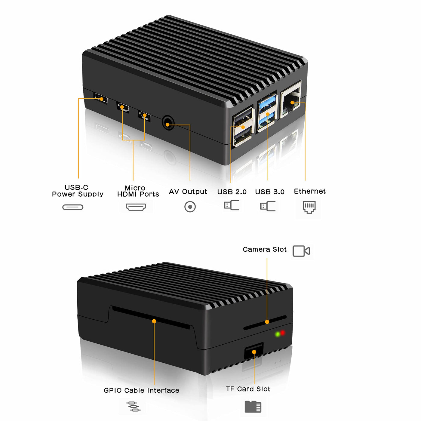 Geekworm Raspberry Pi 4 Model B Aluminum Case Durable Passive Heat Dissipation for Raspberry Pi 4B Only