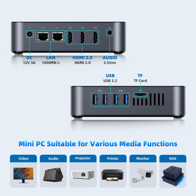 DreamQuest Mini PC Windows 11 Pro vorinstalliert 16GB DDR4 RAM 512GB M.2 SSD, Intel 12.Gen N95(bis zu 3,4GHz) Micro Desktop Computer,4K HDMI,USB 3.2,Gigabit Ethernet,WiFi 5, für Business/Heimkino