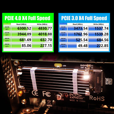 GLOTRENDS PA09-HS M.2 NVMe zu PCIe 4.0 X4 Adapter mit M.2 Kühlkörper für 2280/2260/2242/2230 M.2 NVMe SSD