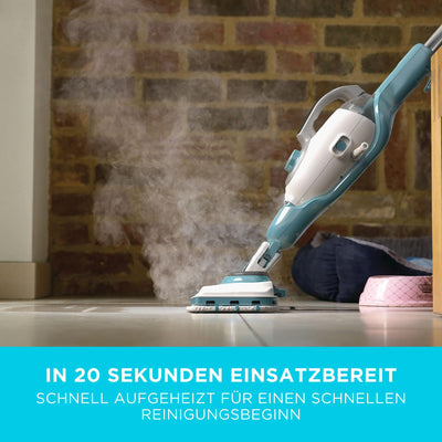 BLACK+DECKER Dampfreiniger 1600W 2in1 Dampfbesen mit Handdampfgerät (für hygienische, gründliche Sauberkeit, für die Reinigung des gesamten Haushaltes, inkl. 16-tlg. Zubehör) BHSM1615DAM