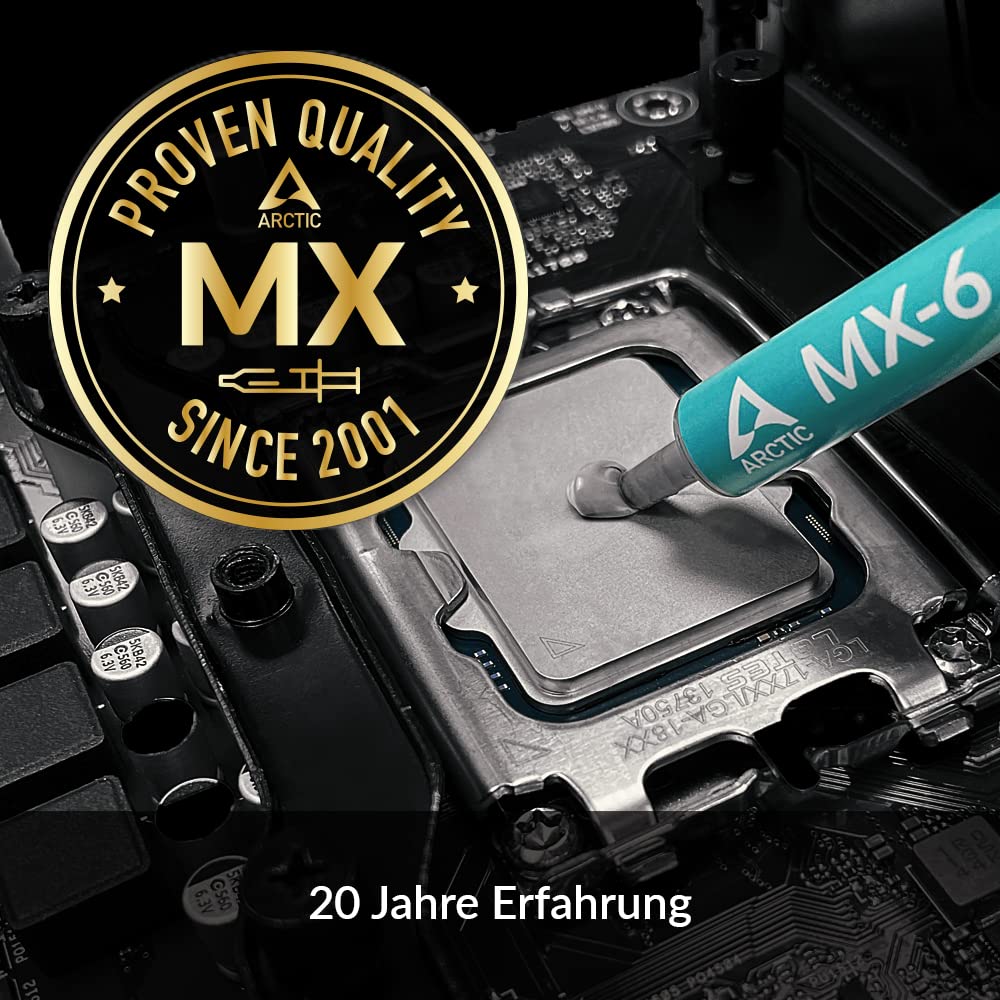 ARCTIC MX-6 (4 g, inkl. 6 MX Cleaner) - Ultimate Performance Wärmeleitpaste für CPU, Konsolen, Grafikkarten, Laptops, sehr hohe Wärmeleitfähigkeit, Lange Haltbarkeit, Nicht leitend, Nicht kapazitiv